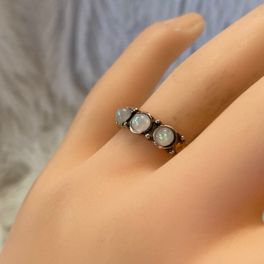 Elegant Silver Fire Opal Ring - image 4